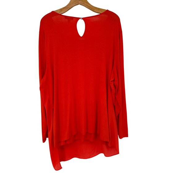 Vince Camuto Womens orange Keyhole Back knit Blouse size 2X chiffon overlay plus - Picture 4 of 4
